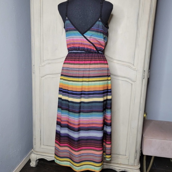 Athleta Havana Rainbow Striped Drawstring Tank Athleisure Quick Dry Dress✨️sz S - Picture 10 of 10